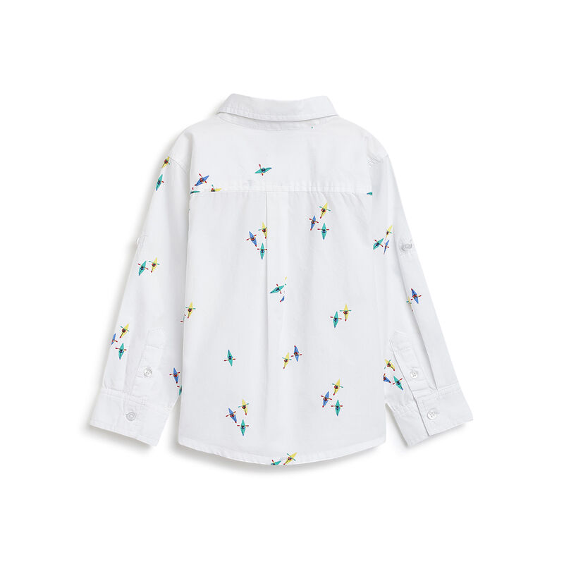 Boys White Printed Long Sleeve Shirt image number 1